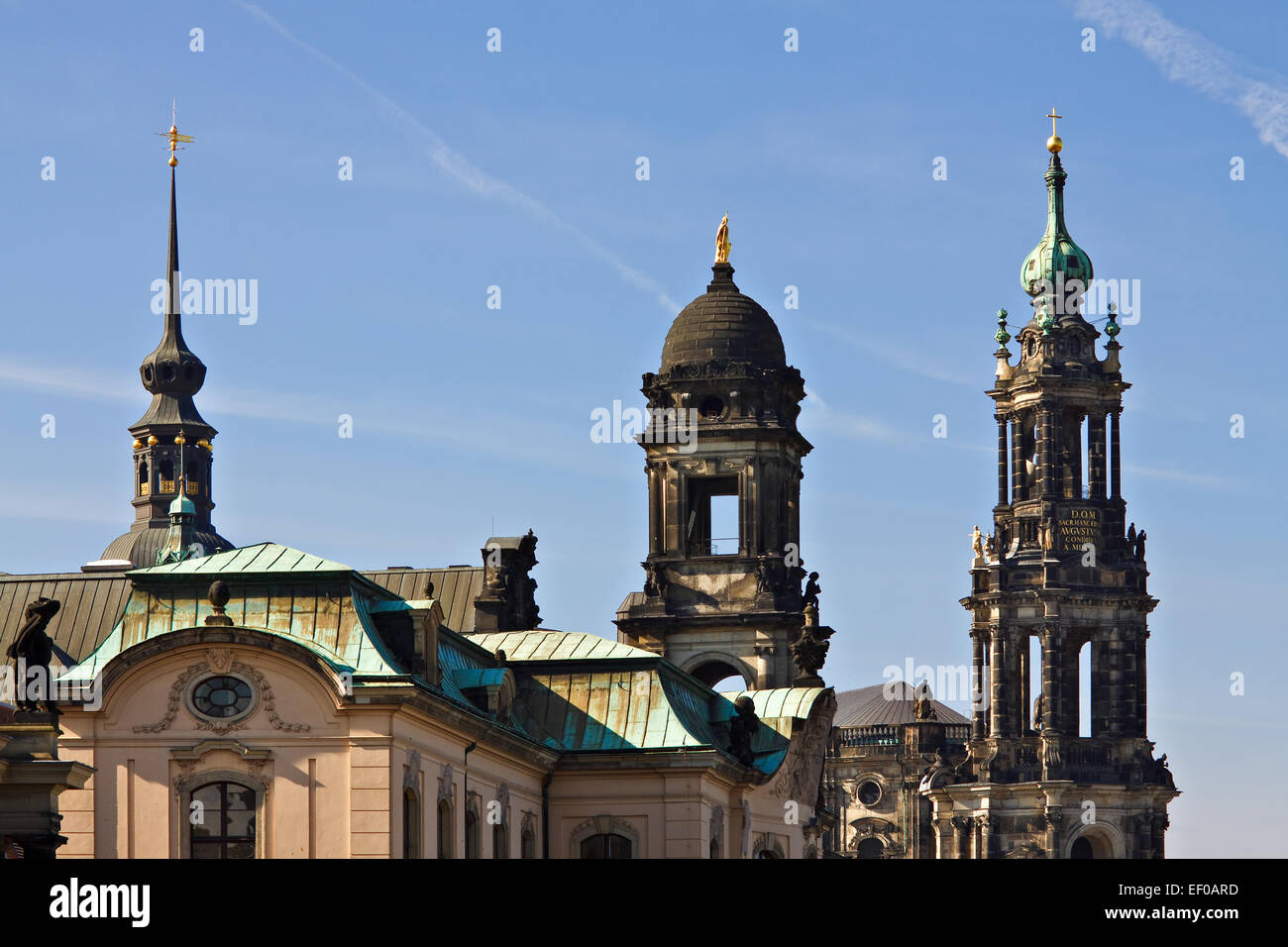 Le torri della chiesa a Dresda. Foto Stock