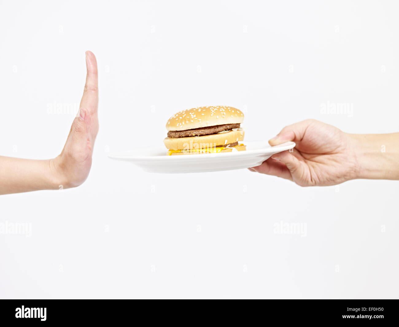 Rifiutare il cibo spazzatura Foto Stock