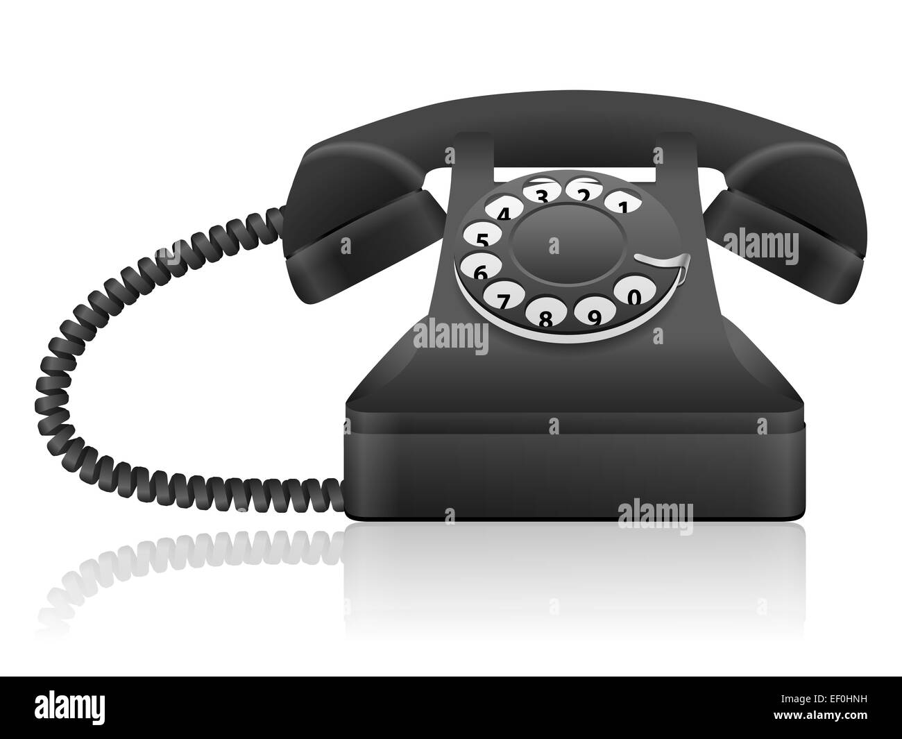 Retrò nero telefono su uno sfondo bianco. Foto Stock