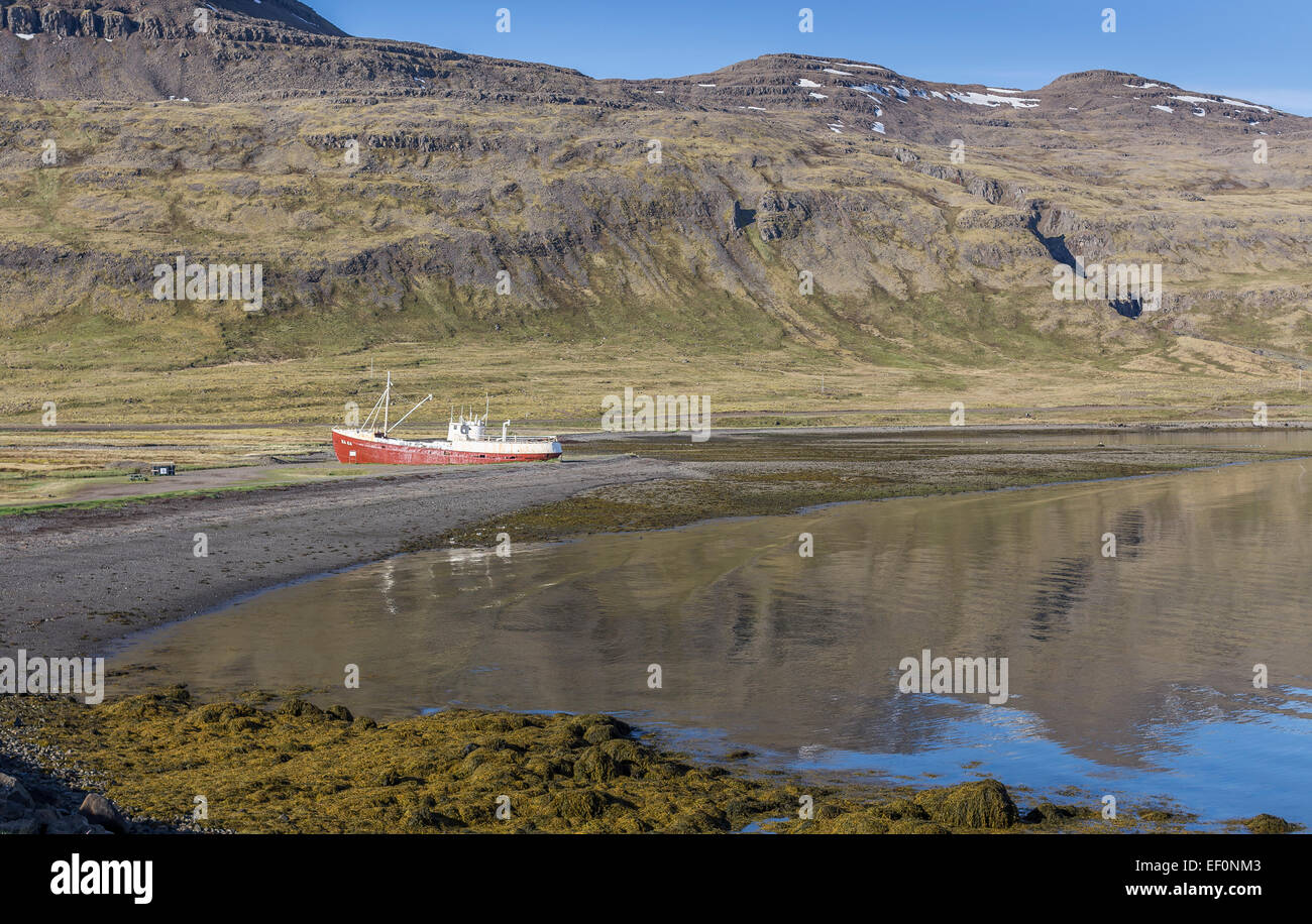 Islanda Westfjords penisola Látrabjarg scogliere e fiordi Foto Stock