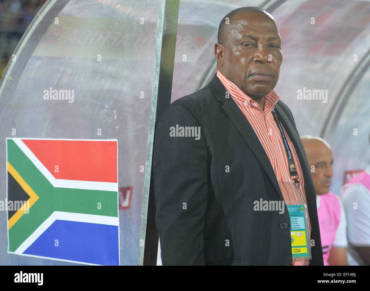 Equitorial Guinea. 23 gen 2015. Coppa d'Africa delle nazioni di calcio. Sud Africa contro il Senegal. Ephraim Mashaba - South African manager © Azione Sport Plus/Alamy Live News Foto Stock