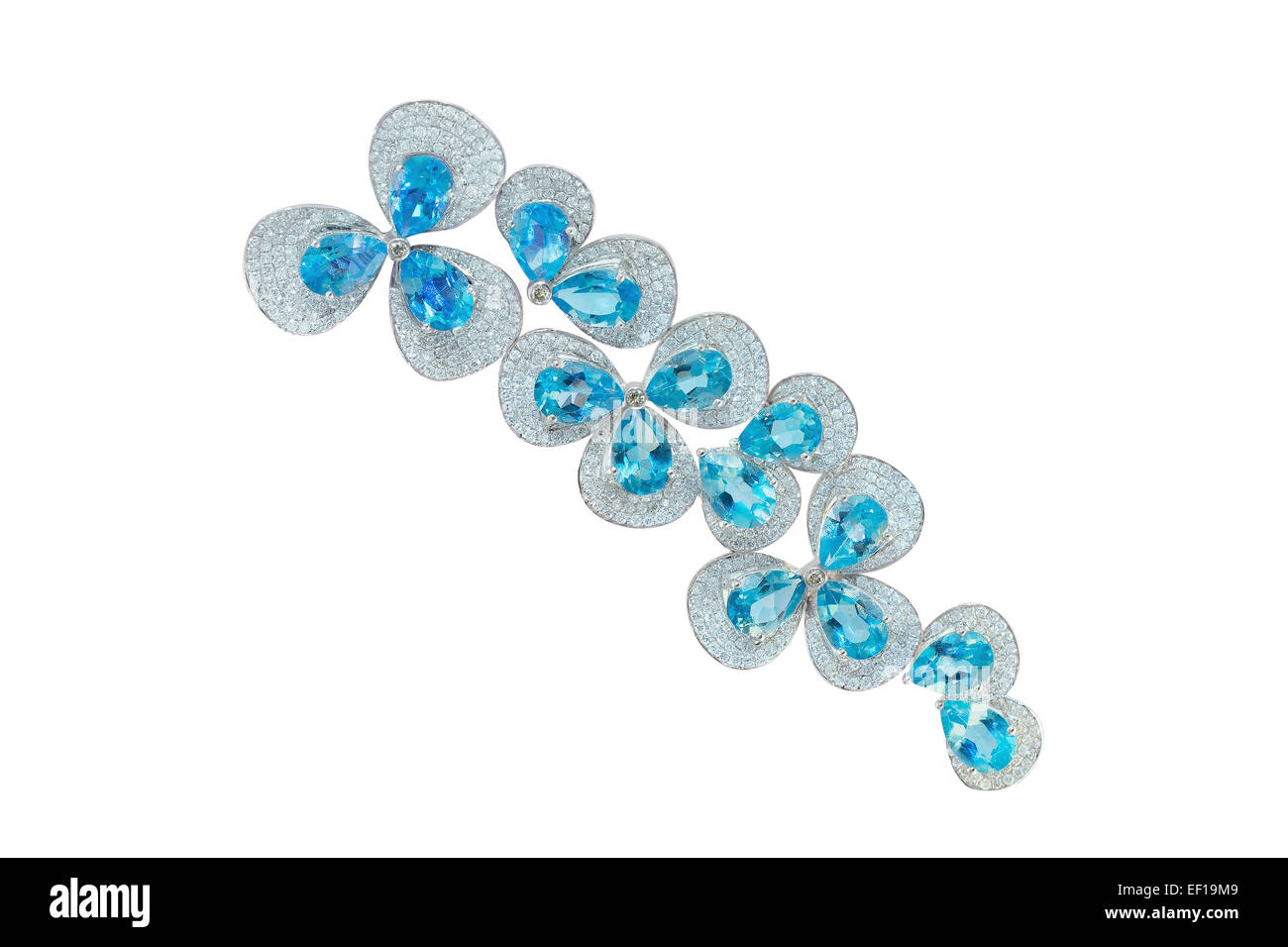 Spilla Dorata con topazi e diamanti Foto Stock