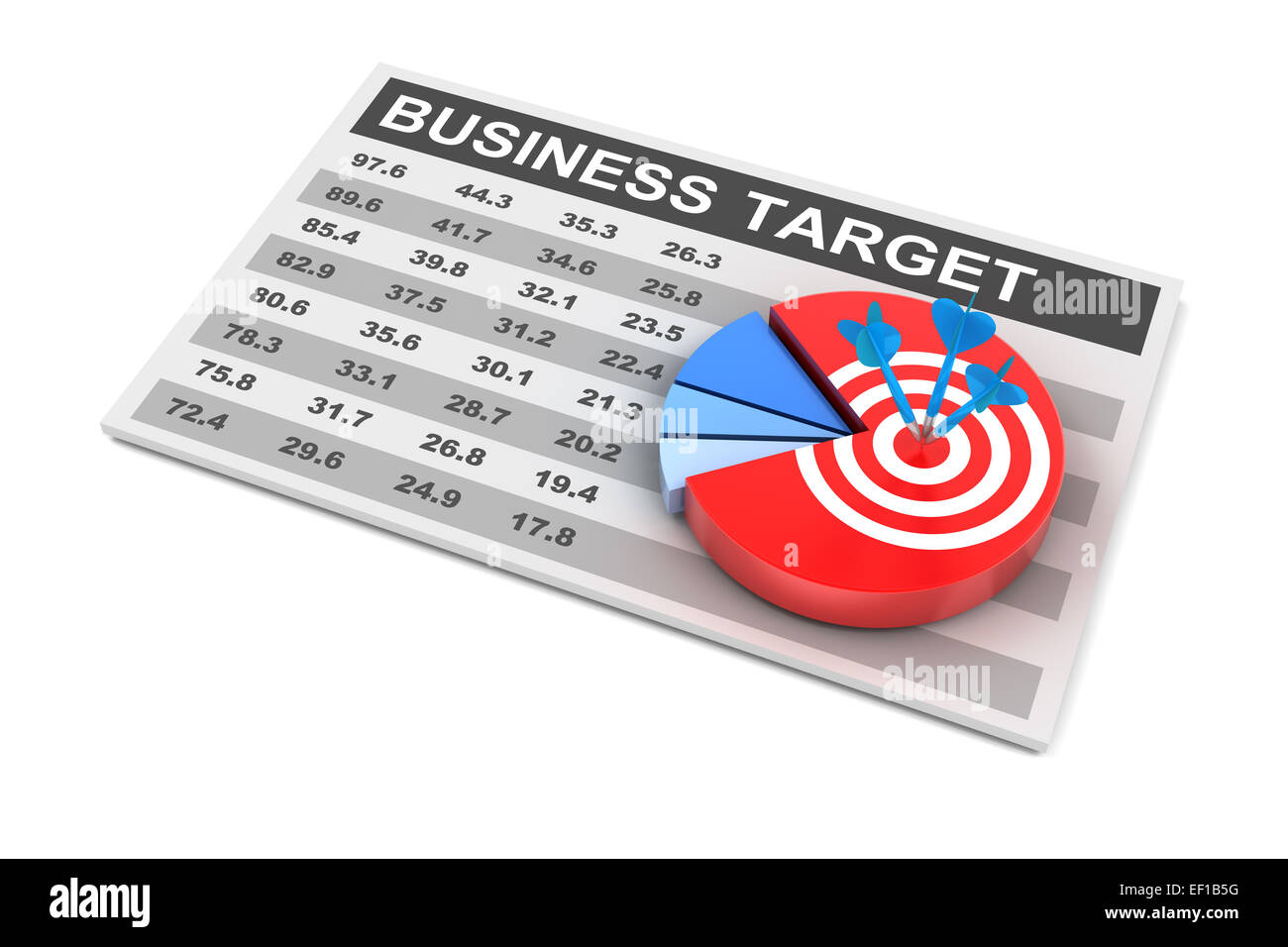 Business plan e target, 3D render Foto Stock