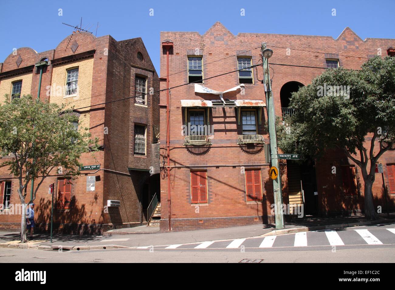 Abbassare Fort Street e Trinity Avenue, Dawes Point - Sydney, Australia. Foto Stock