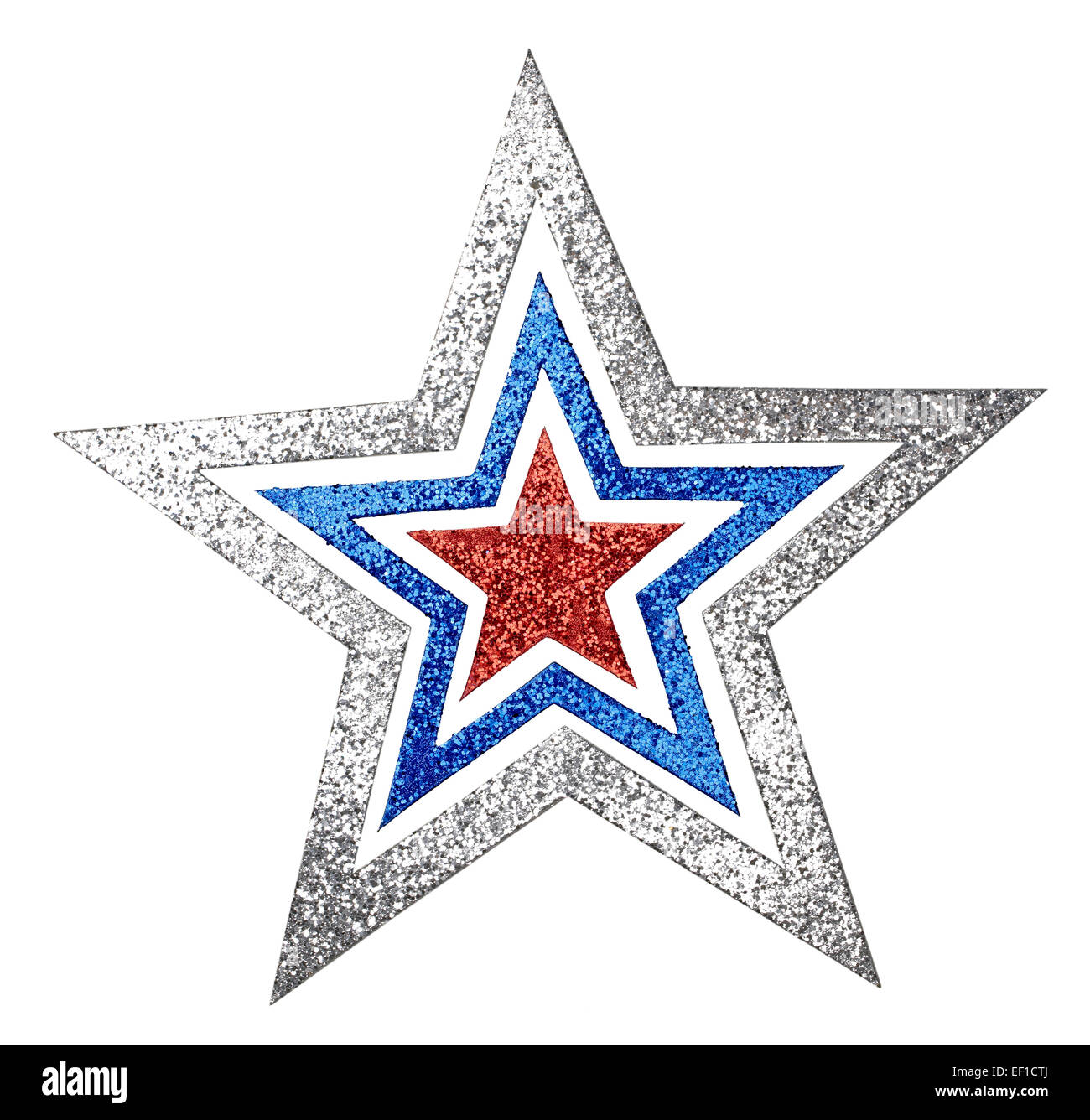 Blu argento rosso stella scintillante intaglio Foto Stock