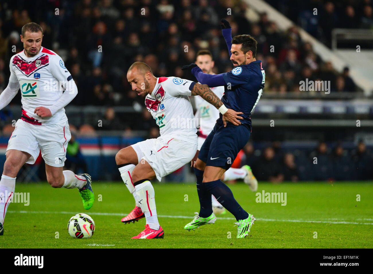 Julien FAUBERT/Ezequiel LAVEZZI - 21.01.2015 - Paris Saint Germain/Bordeaux - Coupe de France.Photo : Dave inverno/Icona Sport Foto Stock