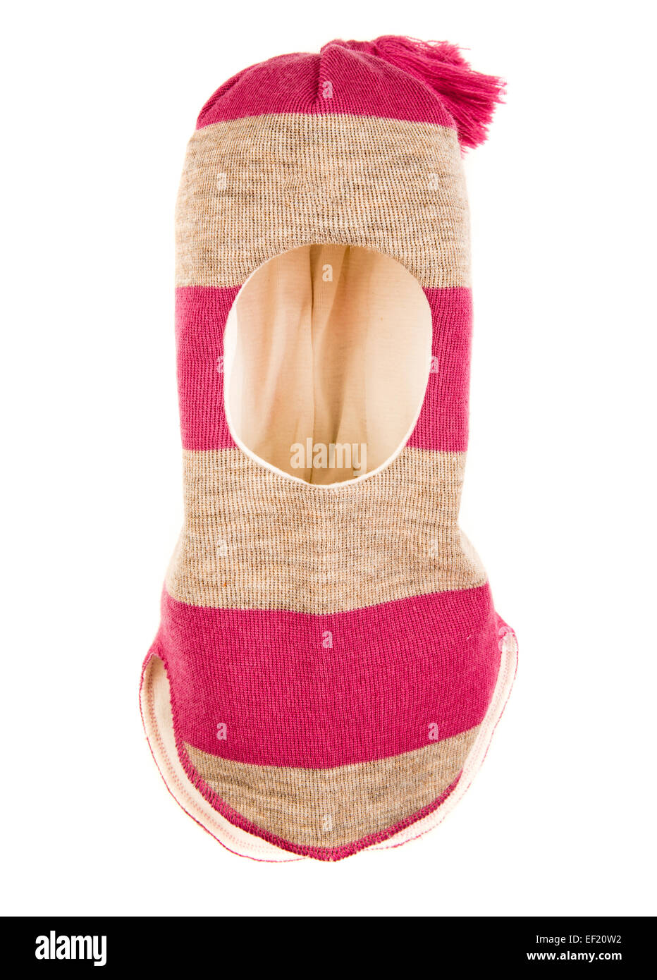 Bambino un foro della maschera da sci, winter hat casco isolato su uno sfondo bianco. Foto Stock