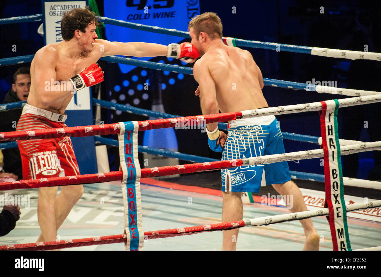 Torino, Italia. Il 24 gennaio, 2015. Box Tailandese Mania evento- Mixed Martial Arts   Maxim Radu Moldavia VS Raffaele Spallitta Italia. Credito: Davvero Facile Star/Alamy Live News Foto Stock