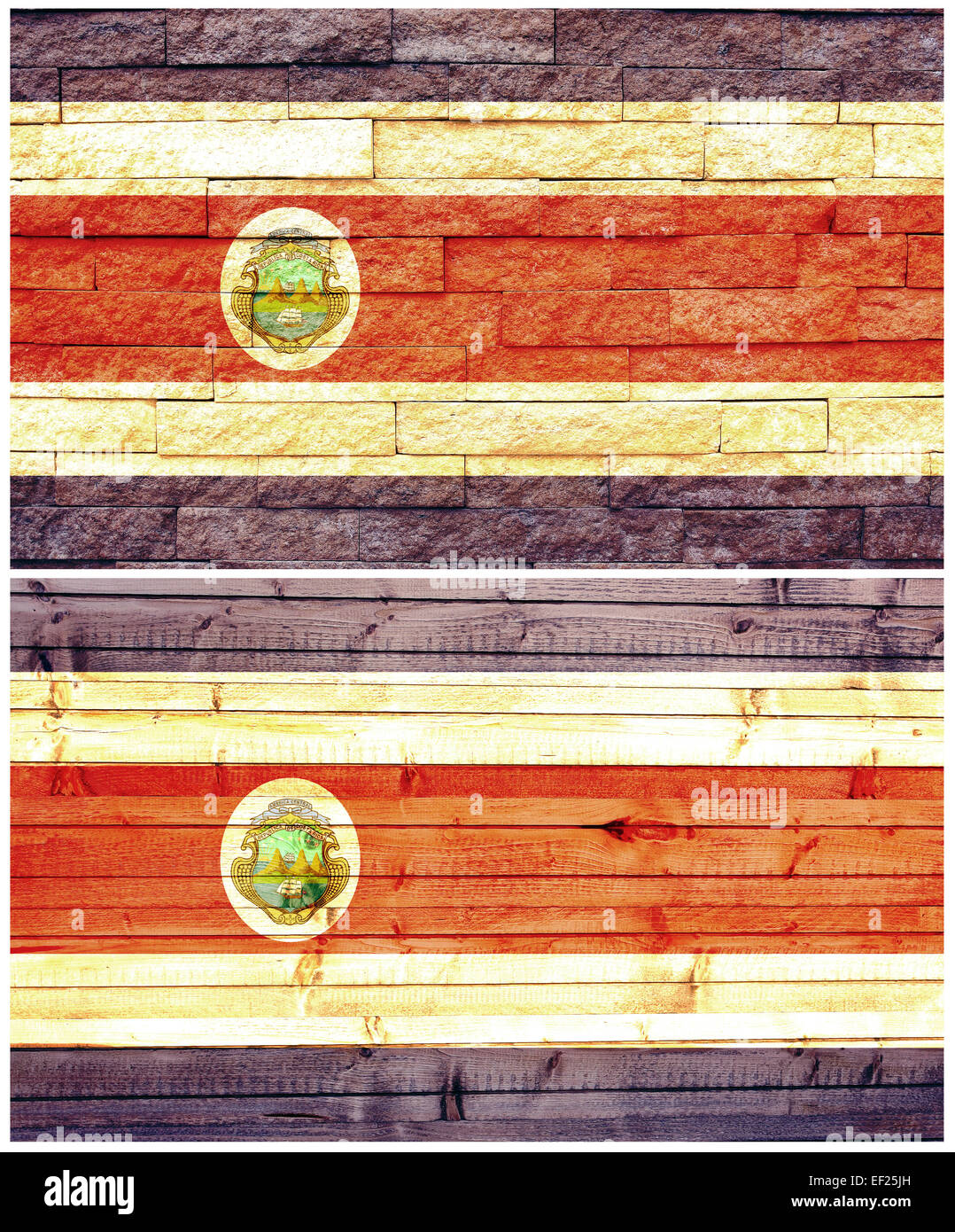 Parete Vintage Bandiera della Costa Rica collage Foto Stock