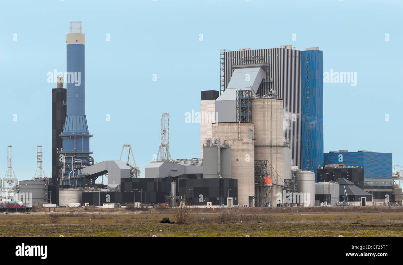 Poer impianto di energia sul maasvlakte Rotterdam Europoort area industriale Foto Stock