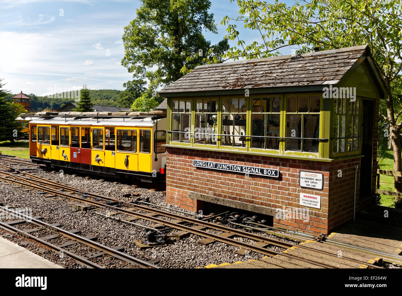 Longleat Safari & Parco Avventura ferrovia in miniatura di Giunzione scatola di segnale, Wiltshire, Regno Unito. Foto Stock
