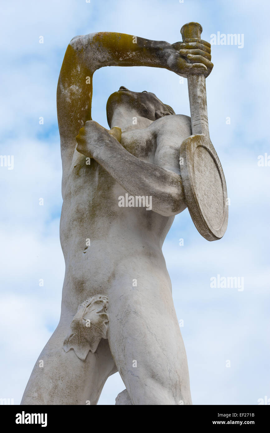 La scultura di un giocatore di tennis, Mennea Stadium, Roma, Italia Foto Stock