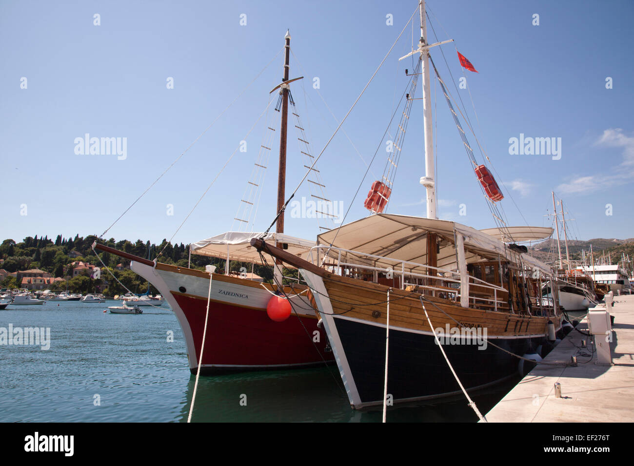 Le imbarcazioni turistiche ormeggiata nel porto di Lapad, Dubrovnik, Croazia Foto Stock