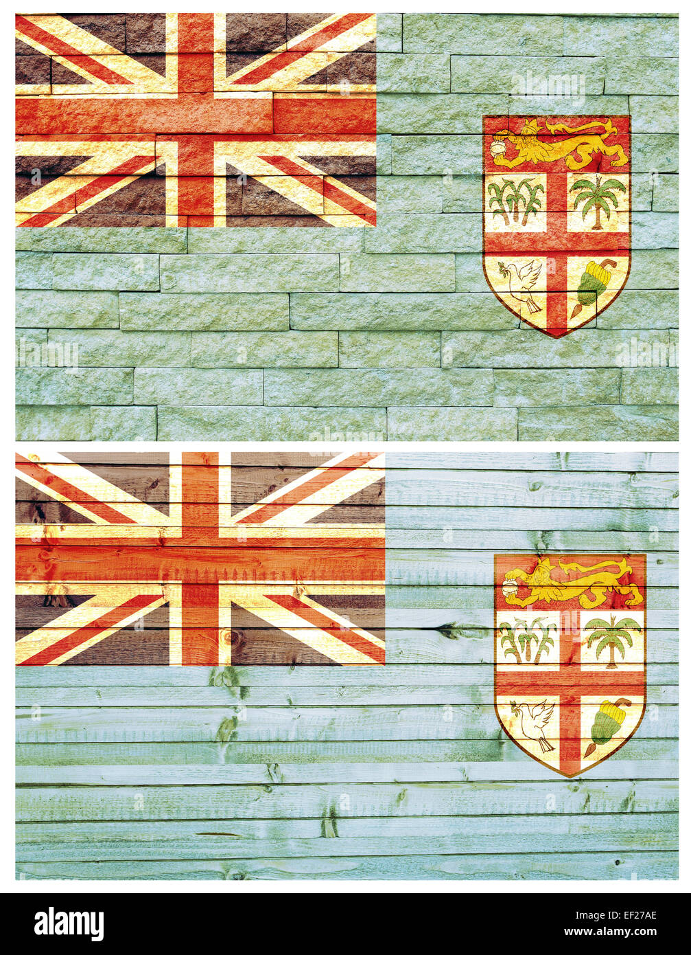 Parete Vintage bandiera delle isole Figi Foto Stock
