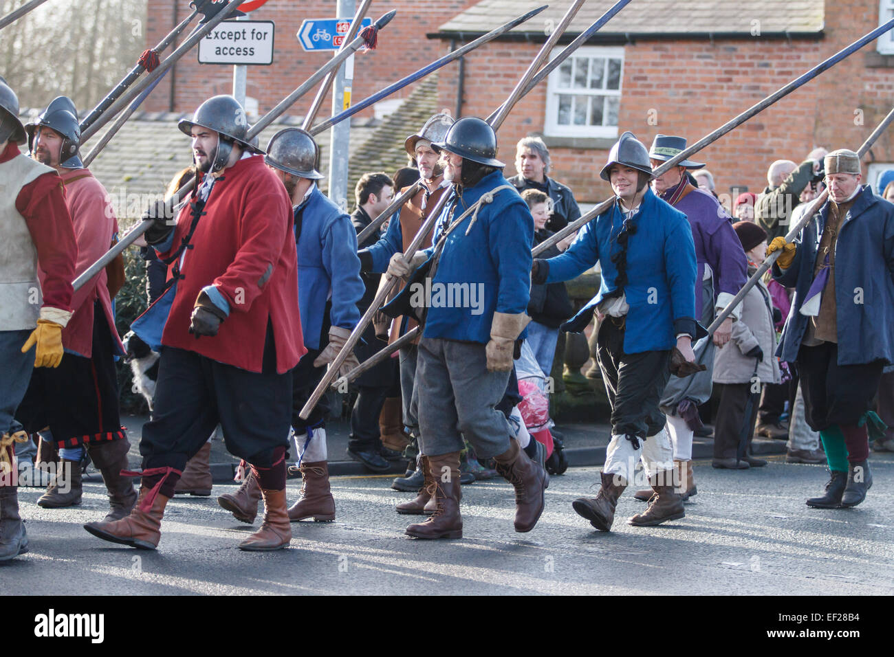 Nantwich, Cheshire, Regno Unito. 25 gennaio, 2015. L'Agrifoglio annuale Giorno Santo rievocazione della battaglia di Nantwich, 2015 Credit: Simon Newbury/Alamy Live News Foto Stock