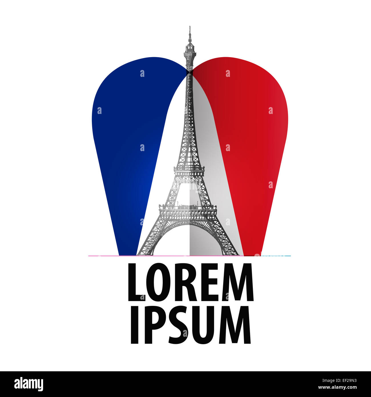 Vettore di Parigi logo design modello. La Francia o la Torre Eiffel e la relativa icona. Foto Stock
