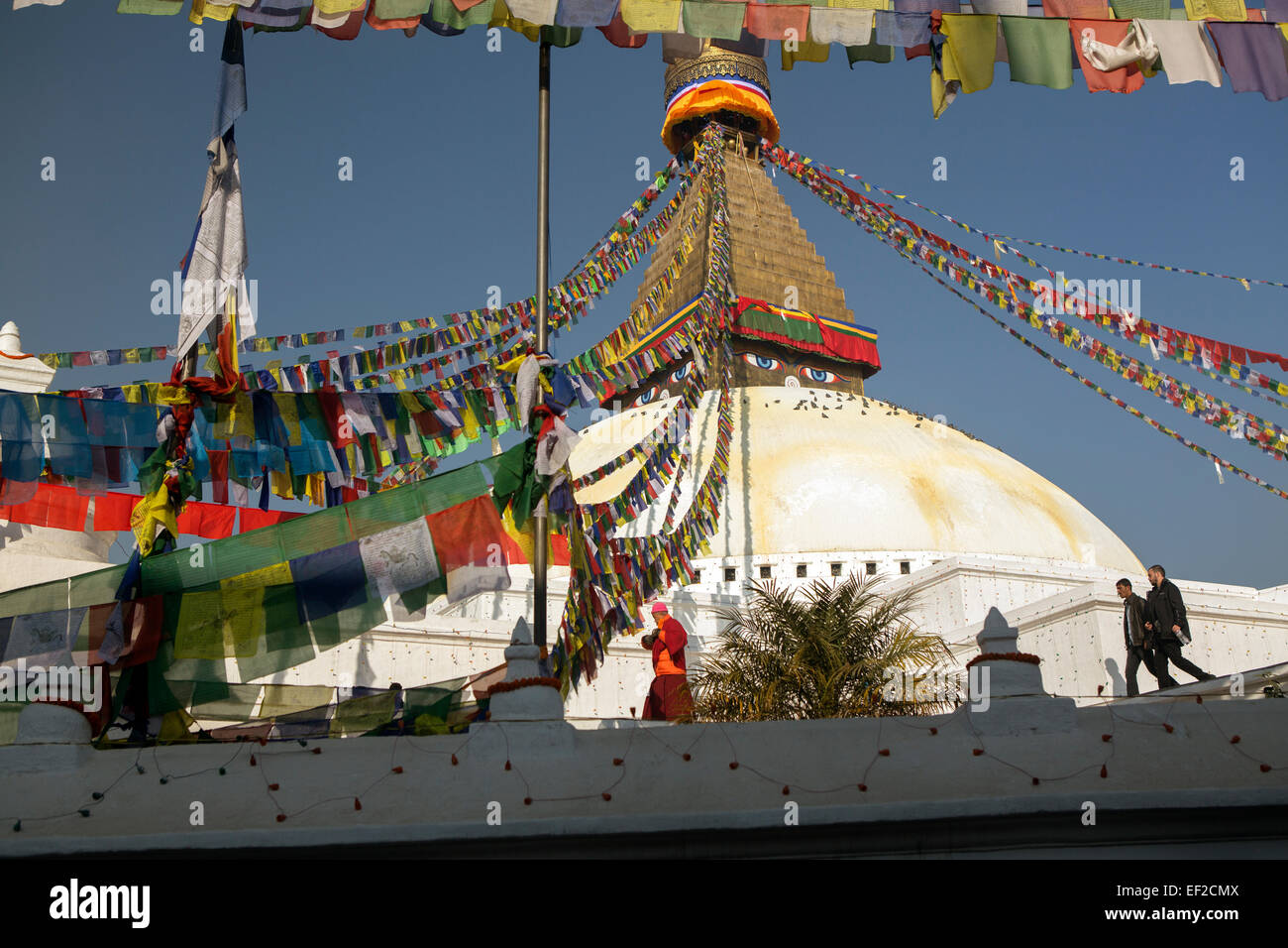 Boudhanath (Budhanath) Stupa - Kathmandu, Nepal. Foto Stock
