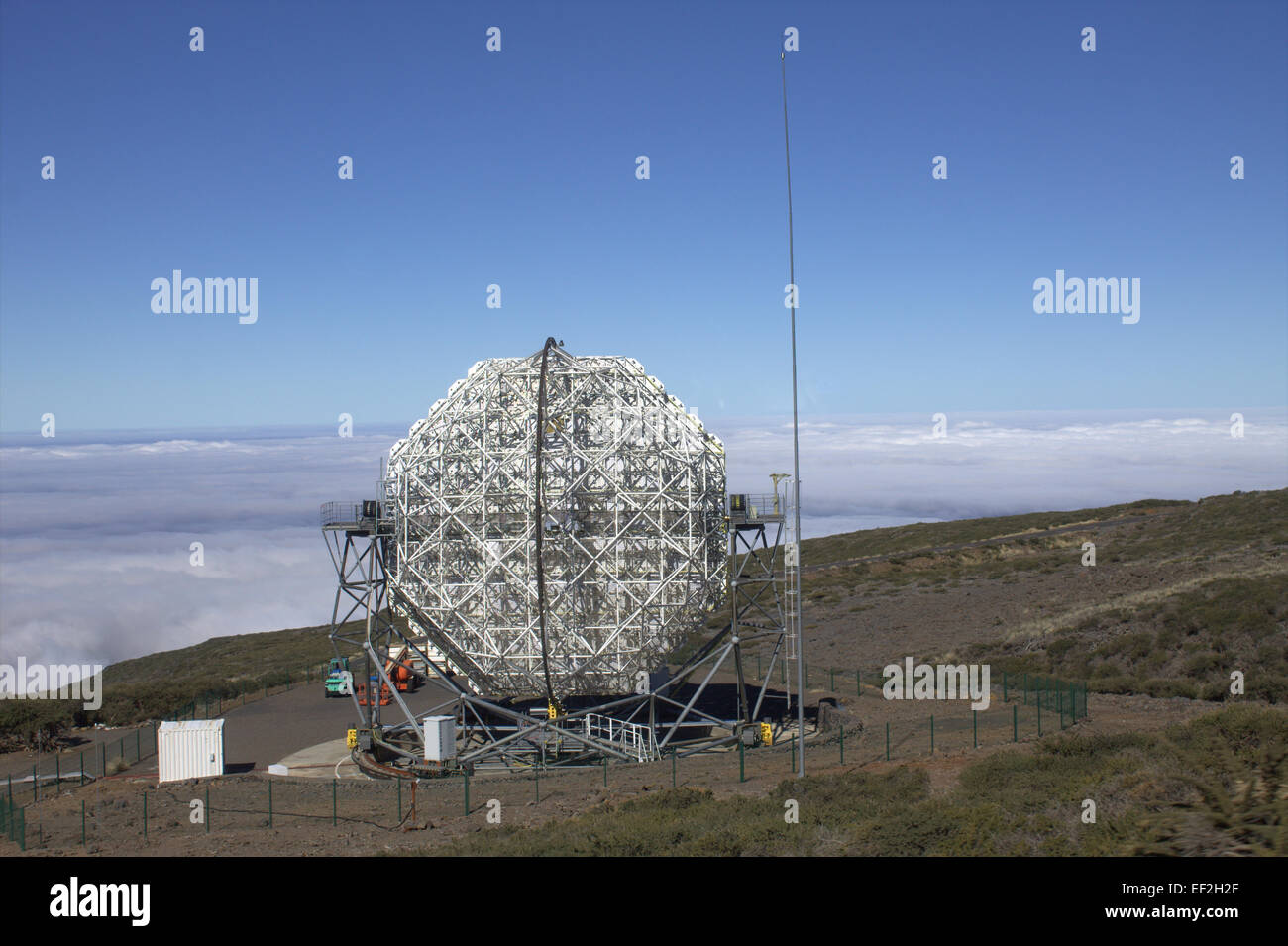 La Palma, Spagna - 18 GEN 2015: MAGIC rilevare docce di particelle rilasciate dai raggi gamma/ radiazione. Foto Stock