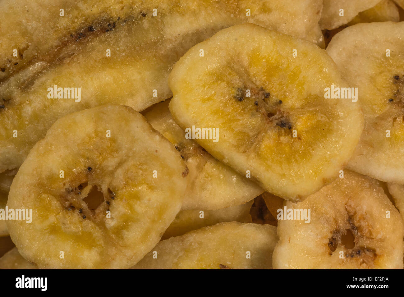 Marco-foto di banana chips. Foto Stock