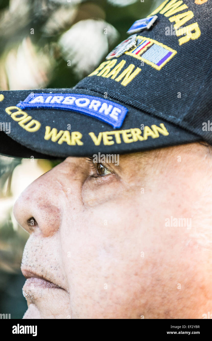 Un coreano veterano di guerra che ha servito nell'ottantaduesima Airborne Division. Foto Stock