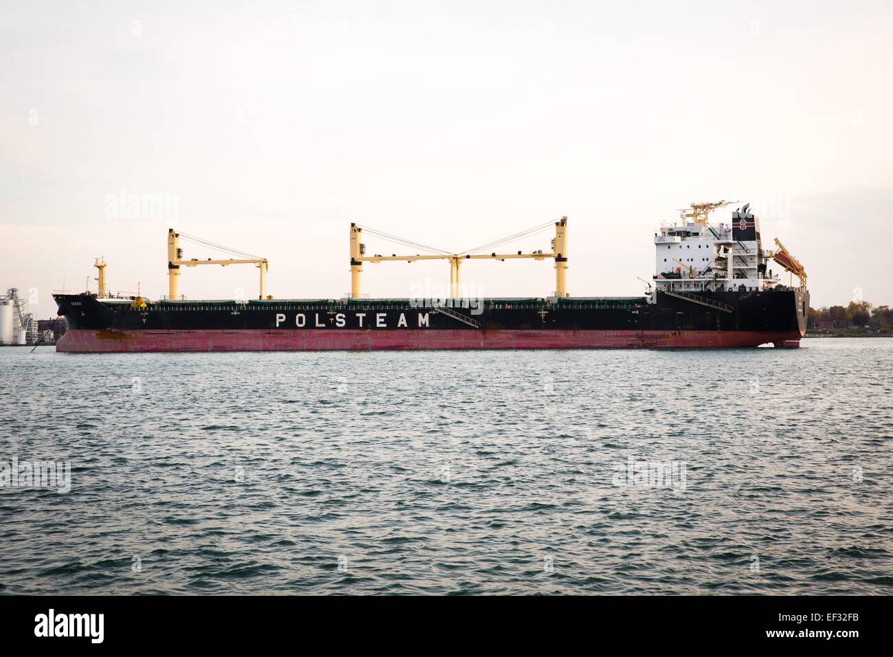 190m lunghezza bulkcarrier Resko di Polsteam, Fiume Detroit, Detroit, MI, Stati Uniti d'America, 25 ottobre 2014. Foto Stock