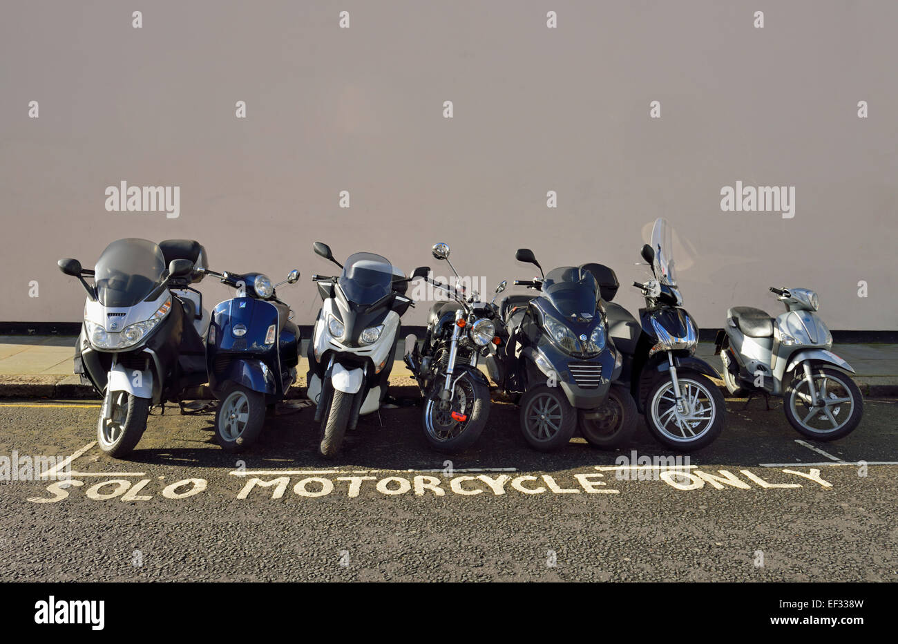 Solo Moto parcheggio bay, Notting Hill, London W11, Regno Unito Foto Stock