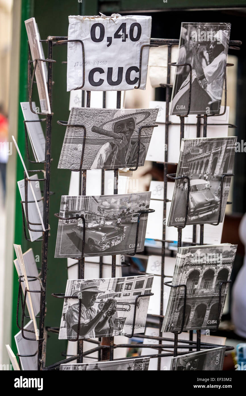 Cartolina stand, Havana, Cuba Foto Stock