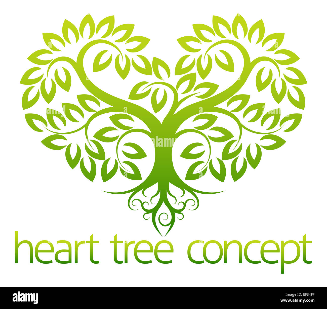 Una illustrazione astratta di un albero che cresce in forma di cuore concept design Foto Stock