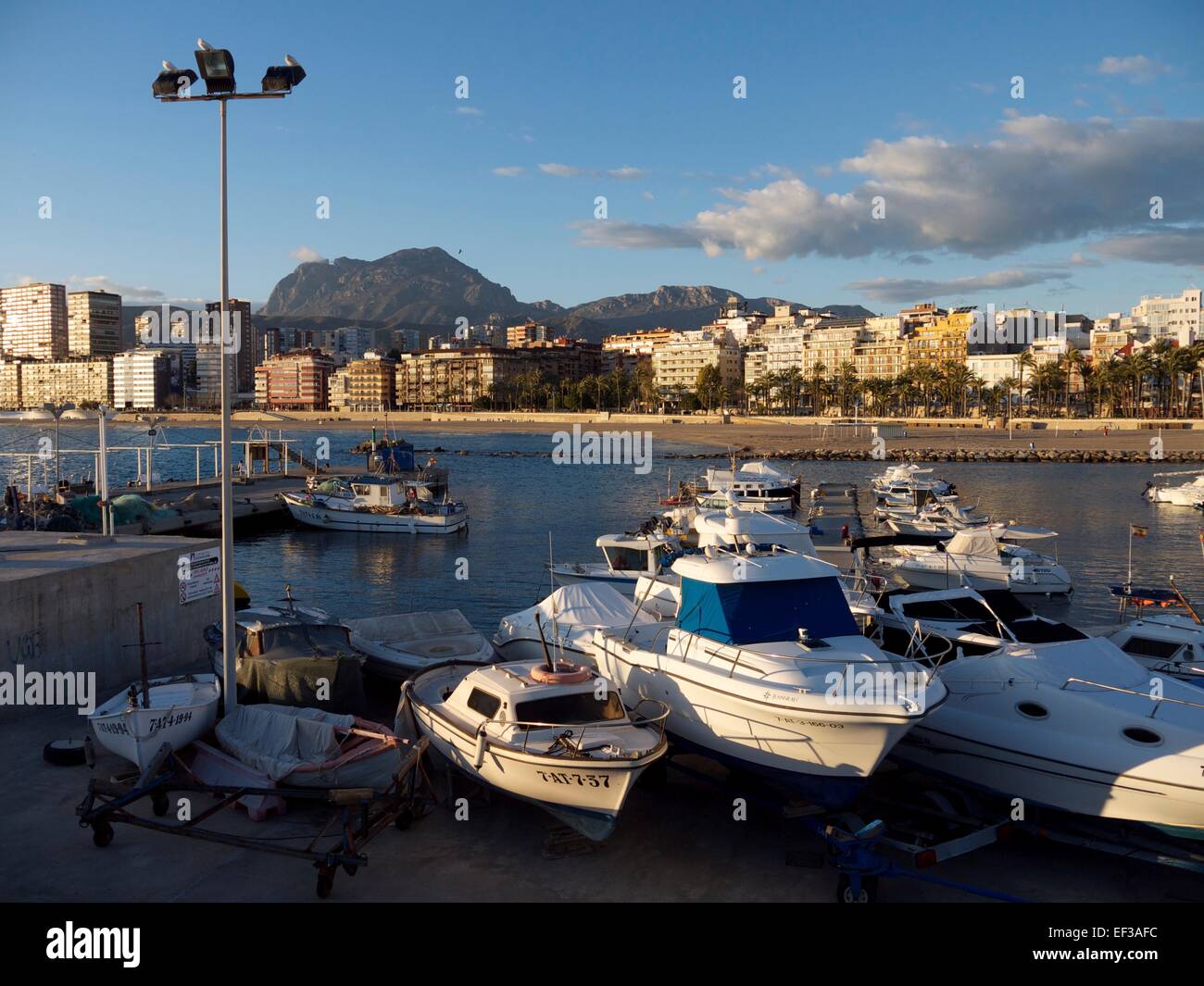 Porto di pesca a Benidorm, Spagna Foto Stock
