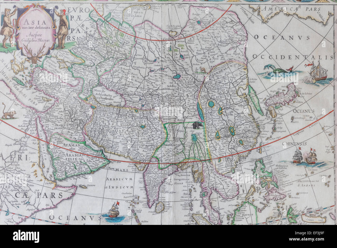 Xvii secolo Mappa di Asia da Blaeuw Foto Stock