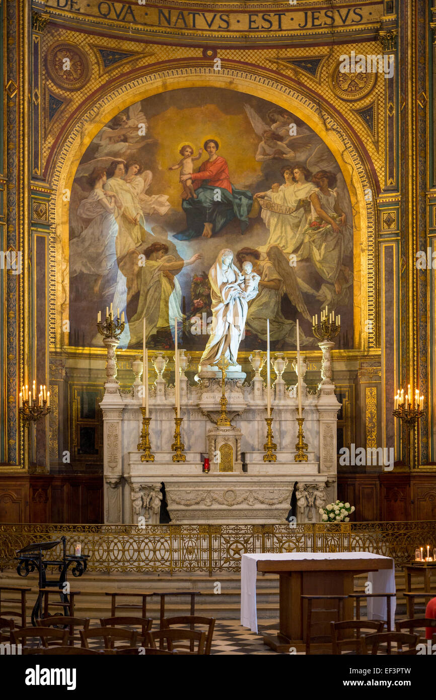 Cappella della Vergine all'interno dell'imponente, gotico l'Eglise Saint Eustache, b. 1532-1632, a Les Halles, Parigi, Francia Foto Stock
