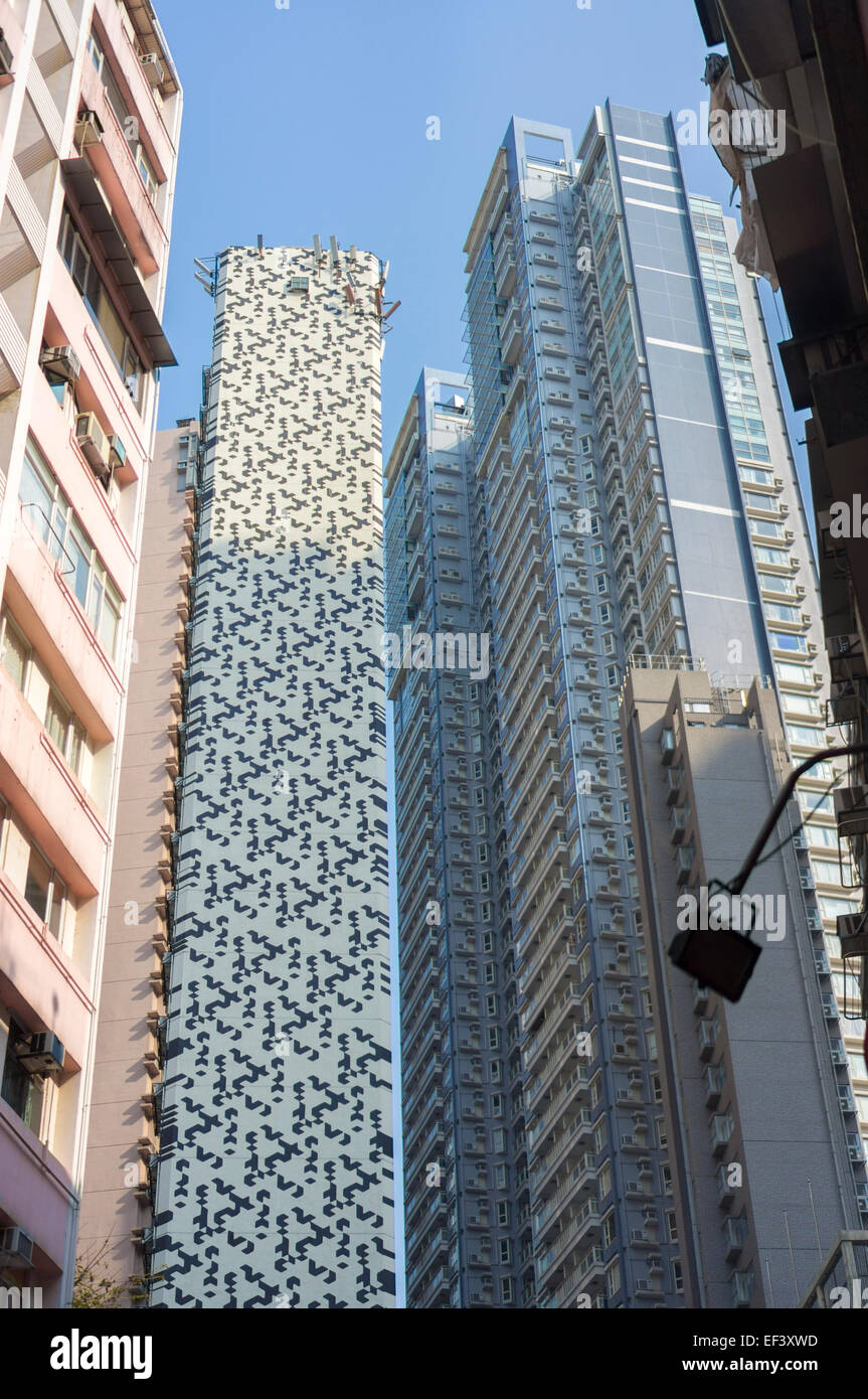 Blocchi a torre, Hollywood Road, Hong Kong Foto Stock