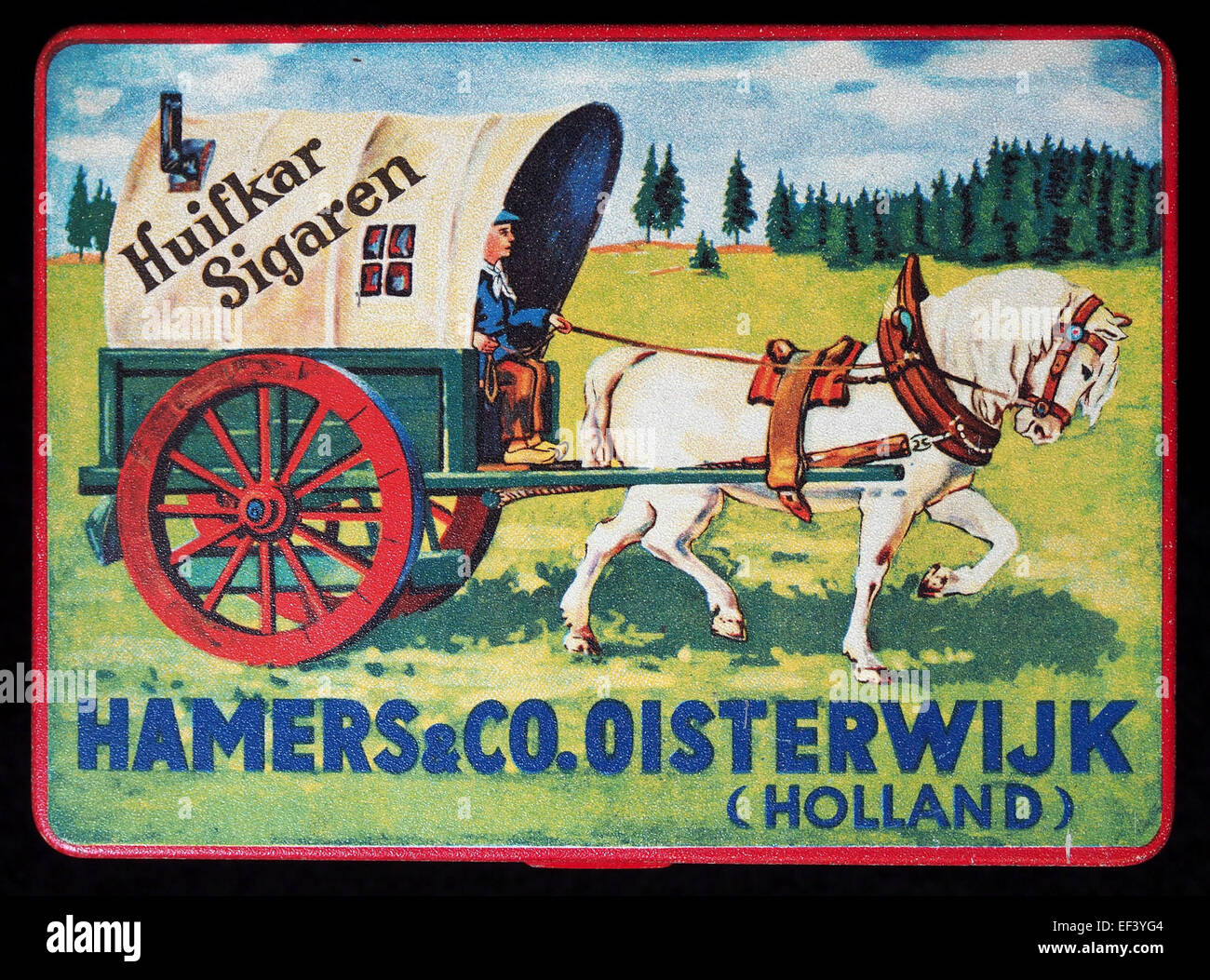 Huifkar Sigaren, Hamers&Co, Oisterwijk sigarenblikje incontrato rode rand Foto Stock