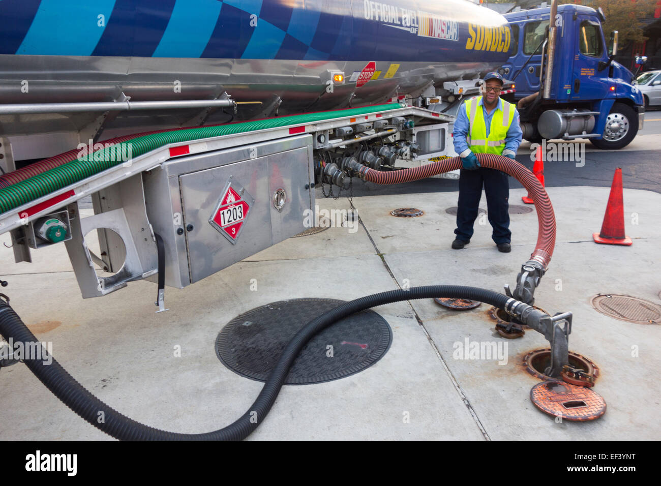 Il rifornimento di gas station in New Jersey Foto Stock