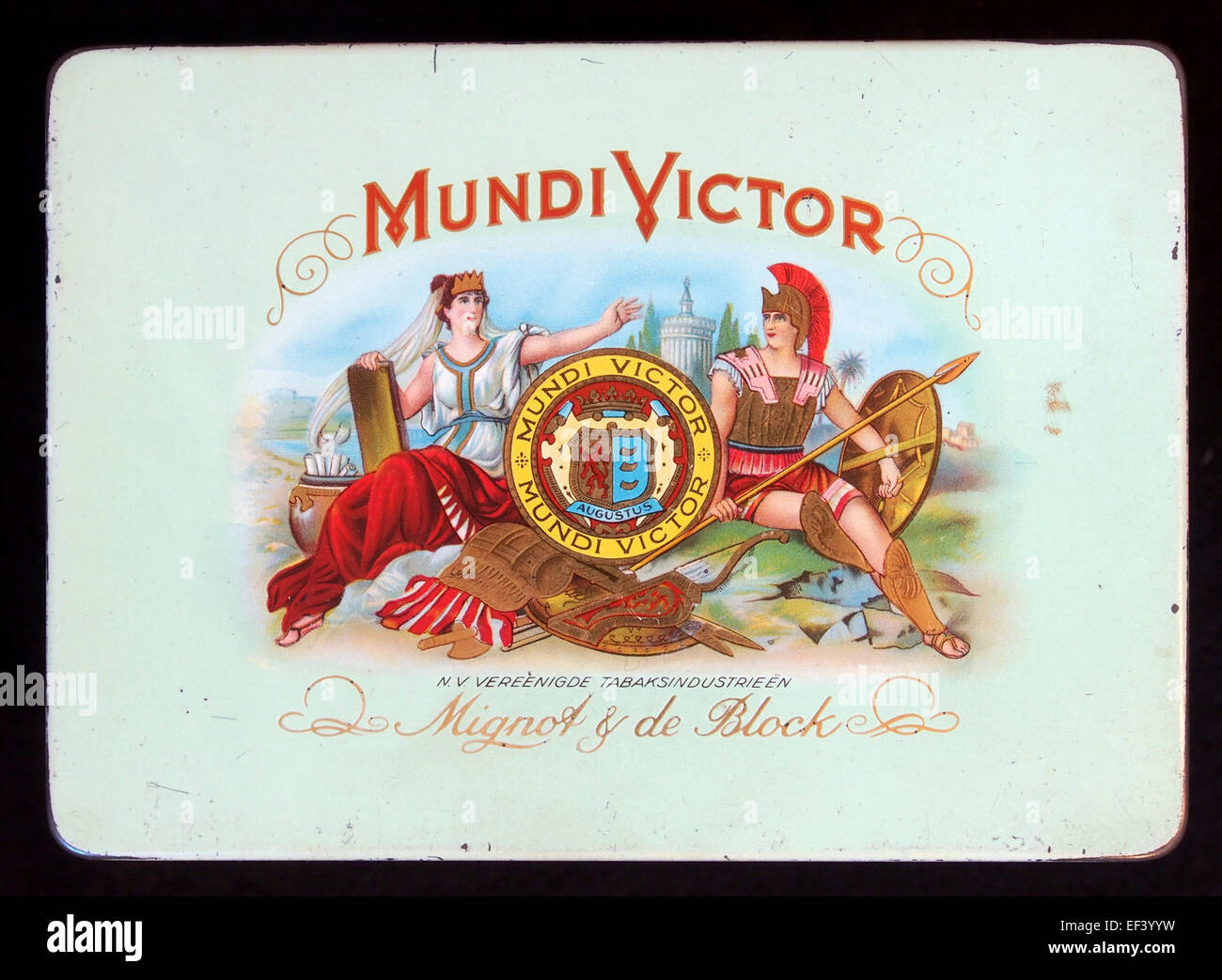 Mundi Victor sigarenblikje Foto Stock