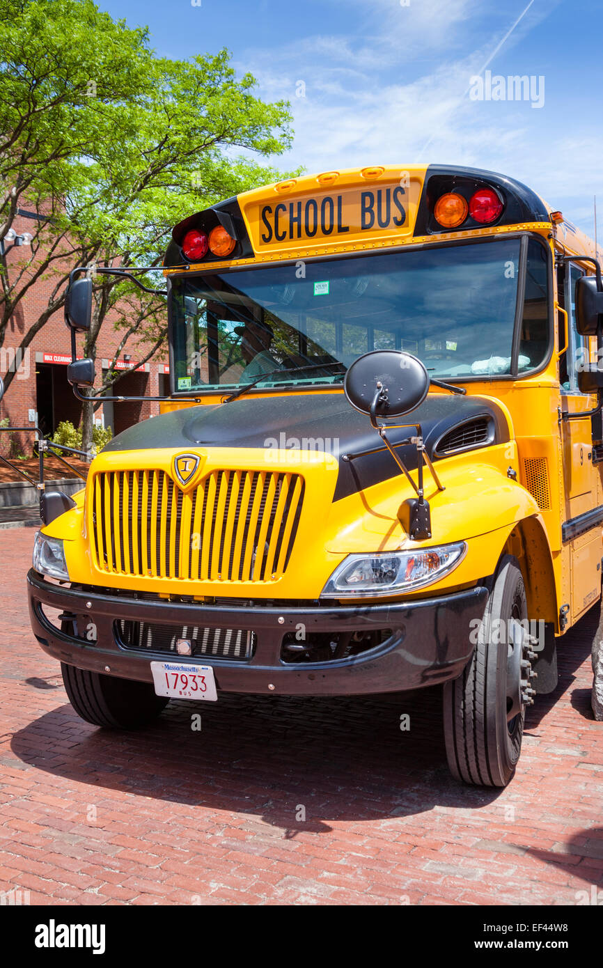 Scuola bus, Boston, Massachusetts, STATI UNITI D'AMERICA Foto Stock