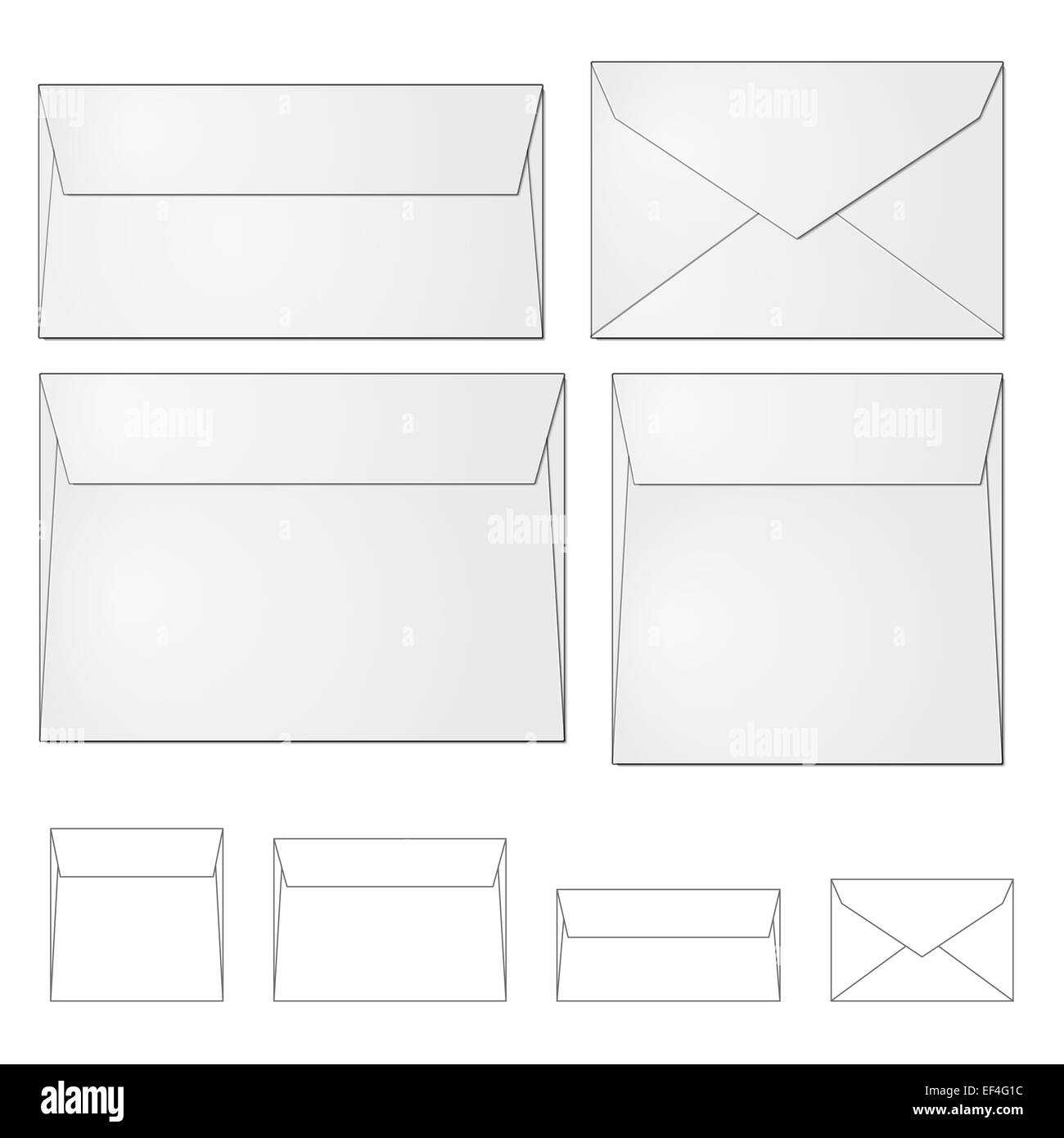 Standard di design a busta piegato e aperto, lato anteriore e posteriore Foto Stock