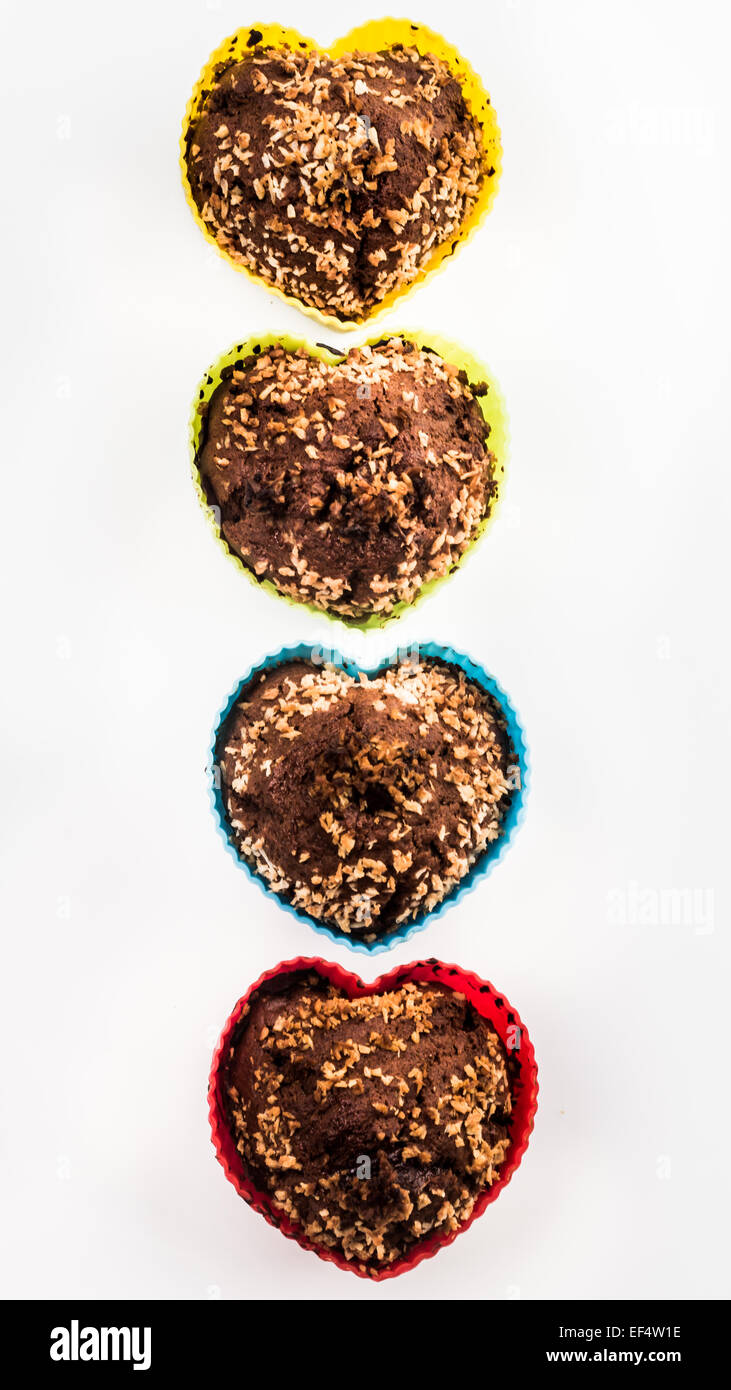 Forma di cuore muffin in stampi in silicone Foto Stock