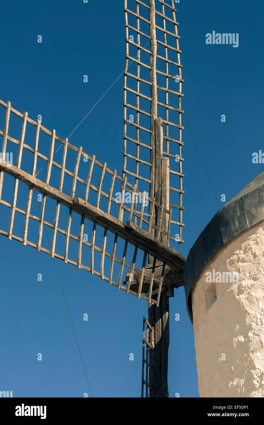 Le pale di un mulino a vento Consuegra, Toledo, Castilla la Mancha, in Spagna, Europa Foto Stock