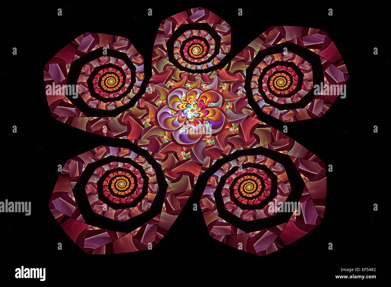 Frattale a spirale pattern creato utilizzando la Escher iterazione nell'apofisi programma per computer Foto Stock