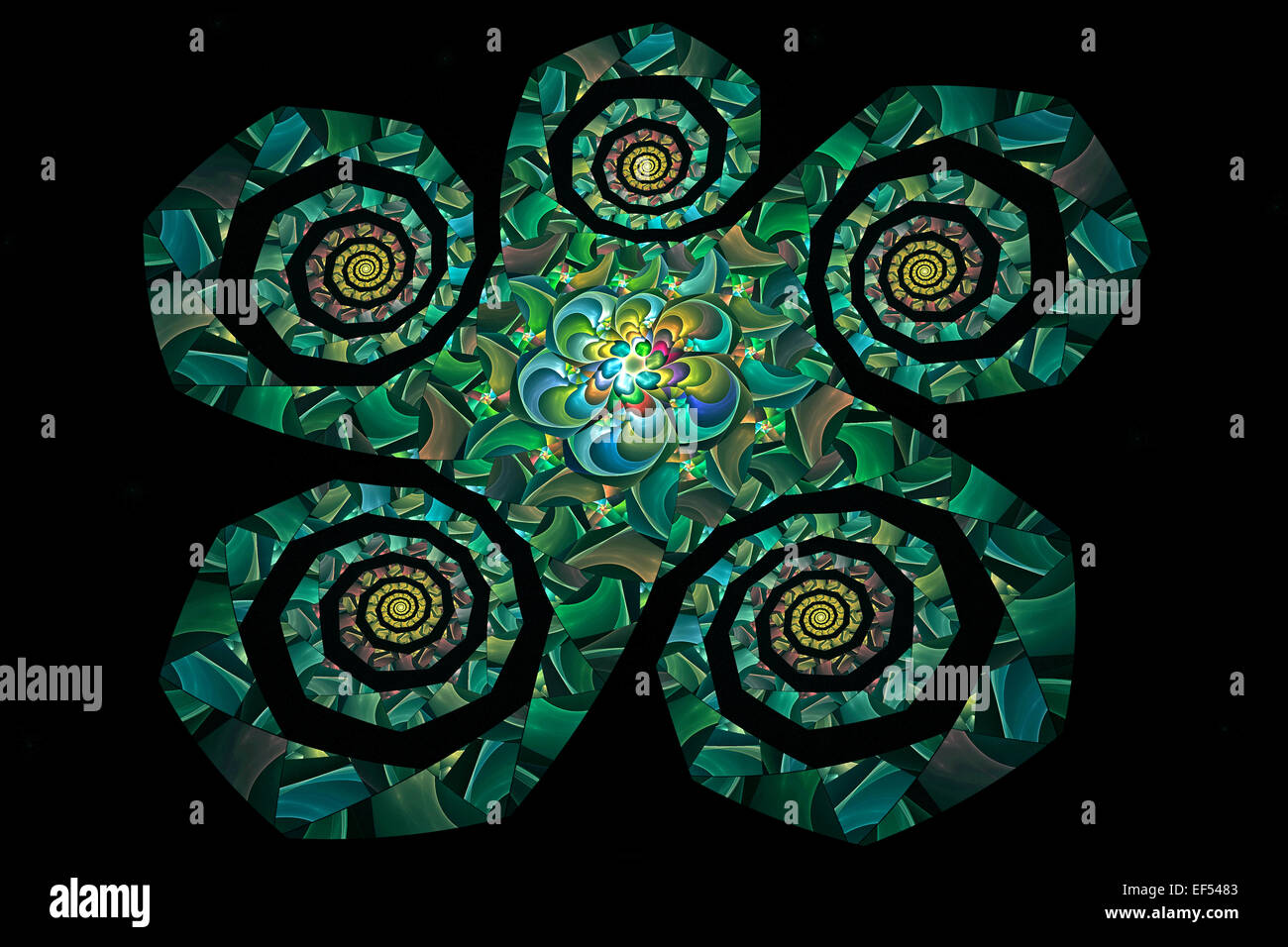 Frattale a spirale pattern creato utilizzando la Escher iterazione nell'apofisi programma per computer Foto Stock
