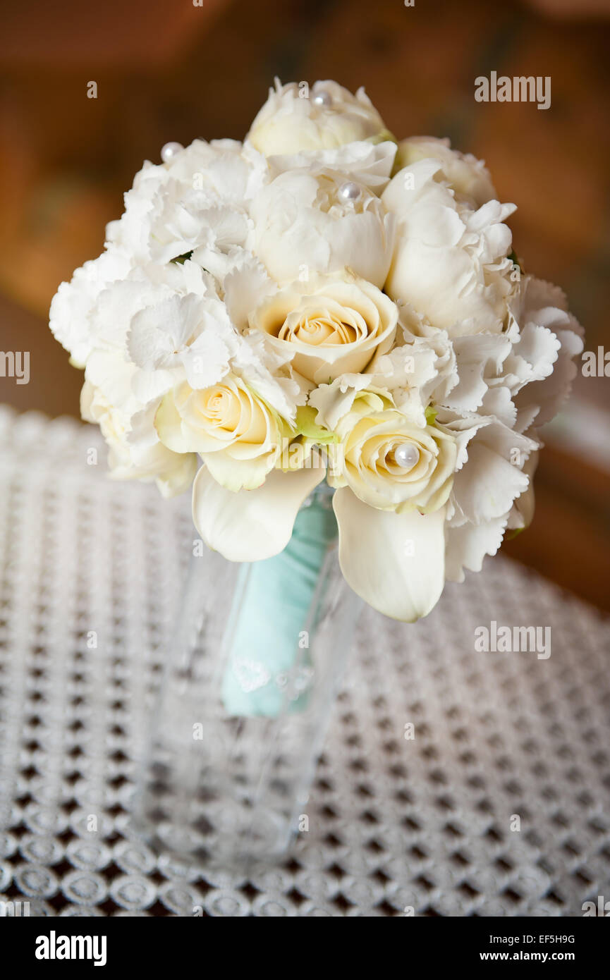 Bridal bouquet di rose fiori di nozze Foto Stock
