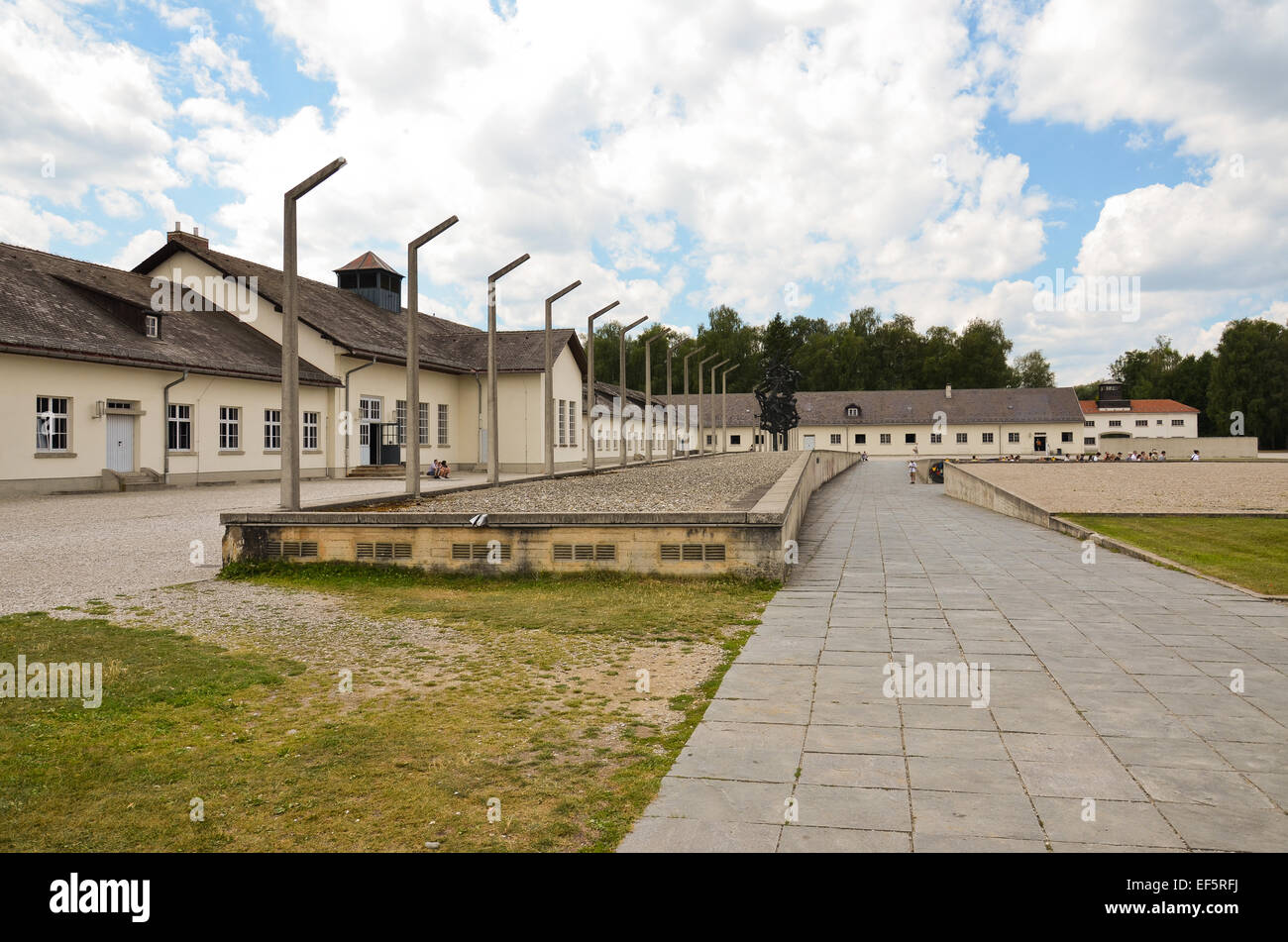 Campo di concentramento di Dachau, visto la maggior parte del memorial caserma Foto Stock
