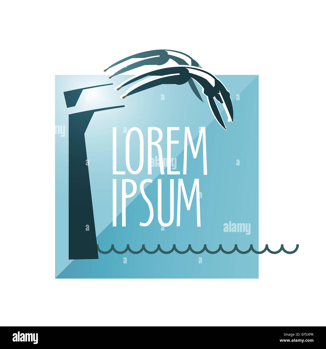 Sincronizzate il vettore diving logo design modello. sport atleta o icona. Foto Stock