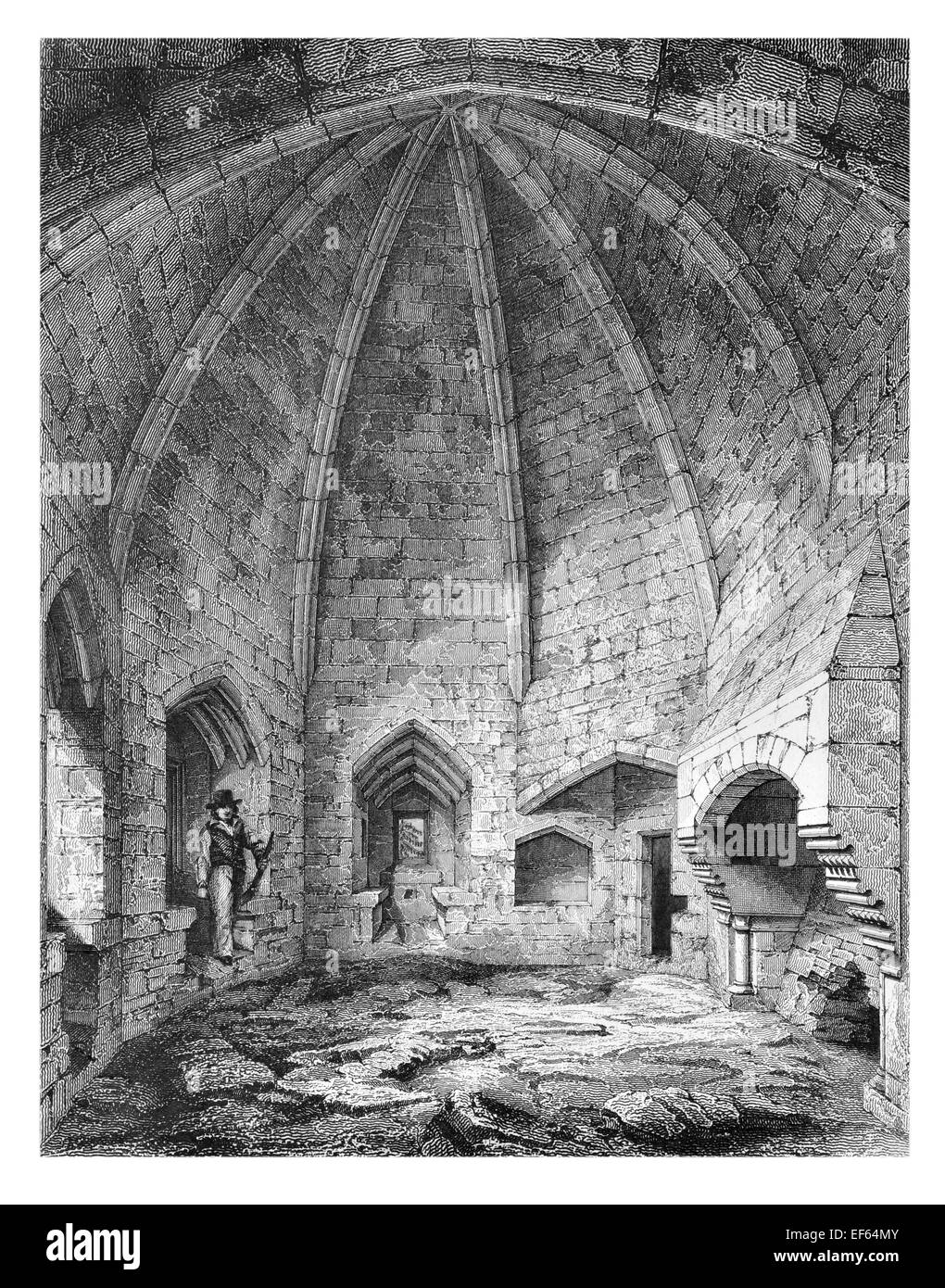 1852 Sala Ottagonale Dirleton Castle fortezza medievale East Lothian rovina Foto Stock