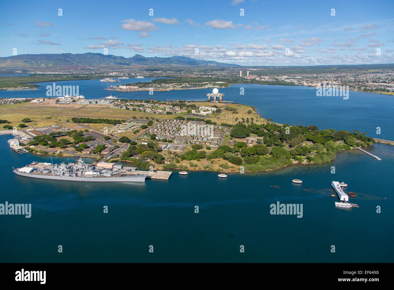 USS Arizona Memorial, Pearl Harbor, Oahu, Hawaii Foto Stock