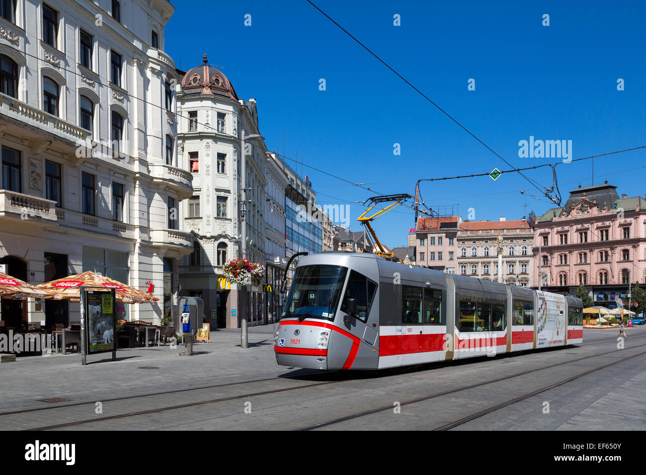 I mezzi di trasporto pubblici tram, Brno, Repubblica Ceca, Europa Foto Stock