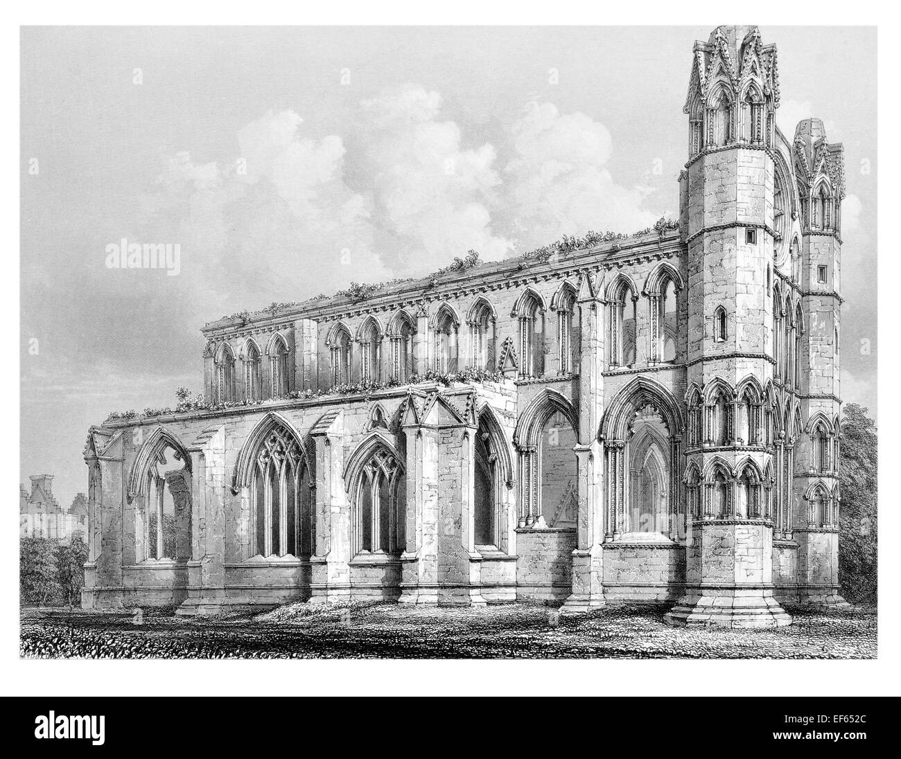 1852 Elgin Eilginn Ailgin cattedrale della città di Royal Burgh Moray rovina la Santa Trinità coro da sud est Foto Stock