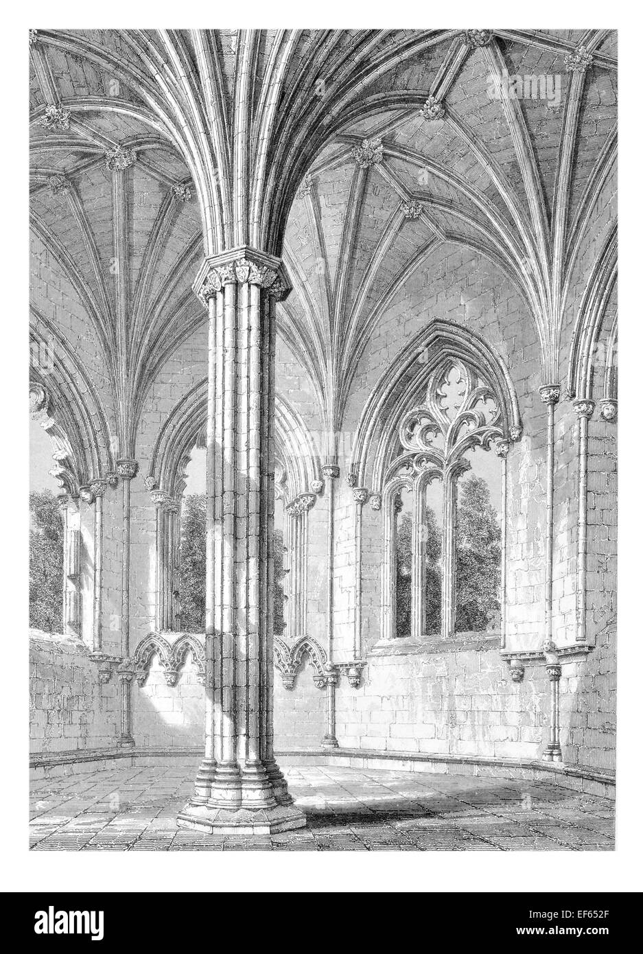 1852 Elgin Eilginn Ailgin cattedrale della città di Royal Burgh Moray rovina la Santa Trinità la Chapter House Foto Stock
