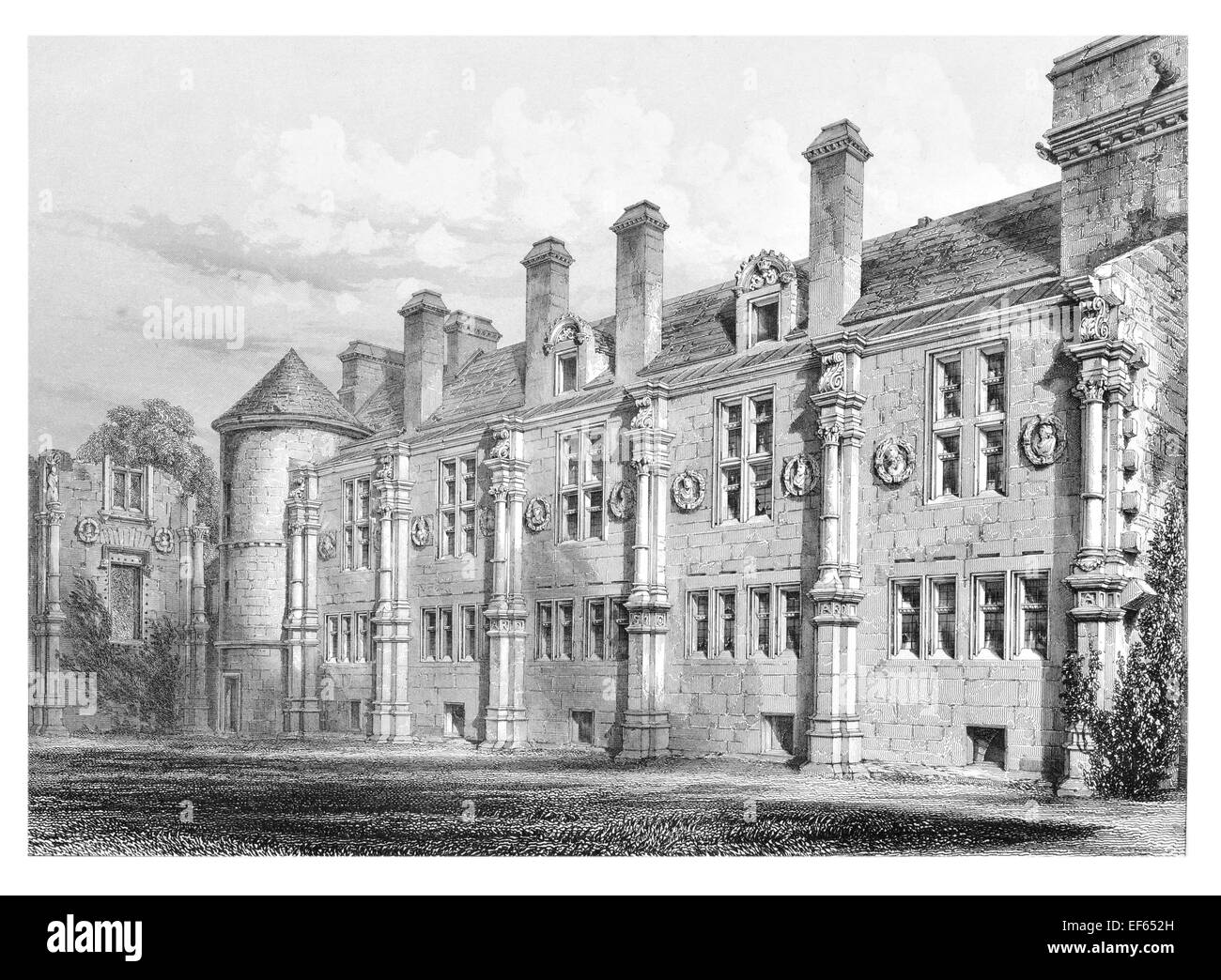 1852 Falkland Palace Fife palazzo Reale dei Re Scozzesi.cortile Foto Stock